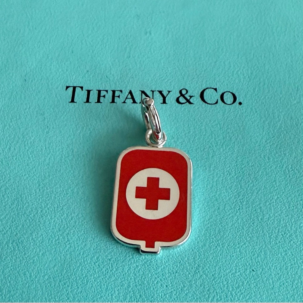 Rare Tiffany&Co. Enamel Red Cross Medical Charm Pendant